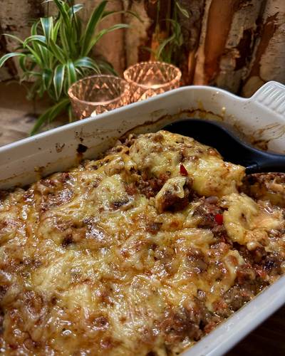 Gratinert kjøttdeig og blomkålform